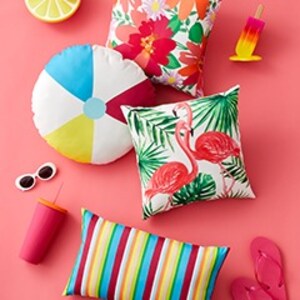 Colorful summer round and square pillows